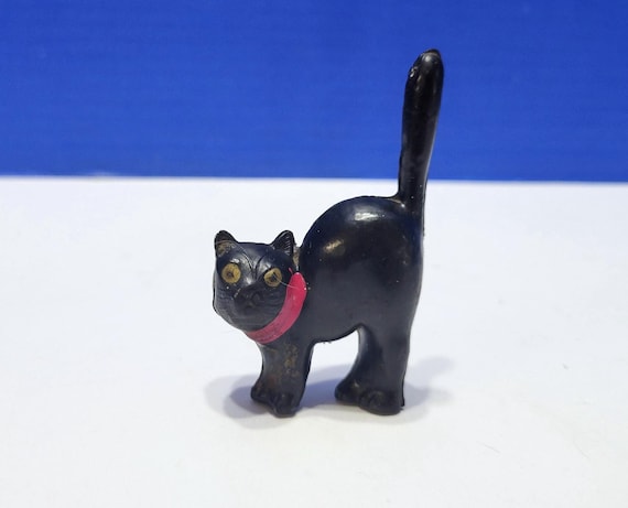 Vintage Celluloid Miniature Black Cat Pocket Figurine