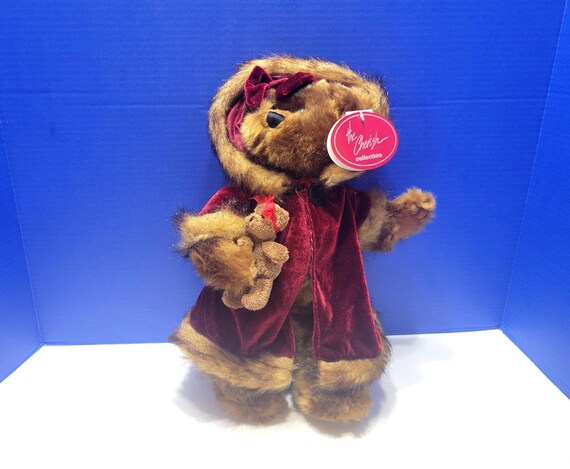 Vintage Nova Plush Cherish Teddy Bear in Burgundy Velvet Cape