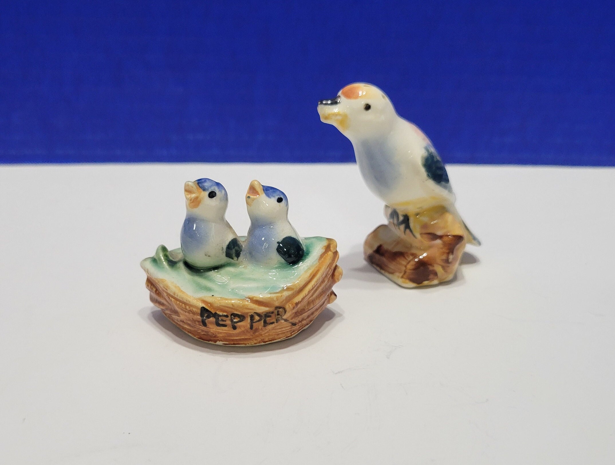 Vintage Baby Birds in Nest Salt and Pepper Shaker Set