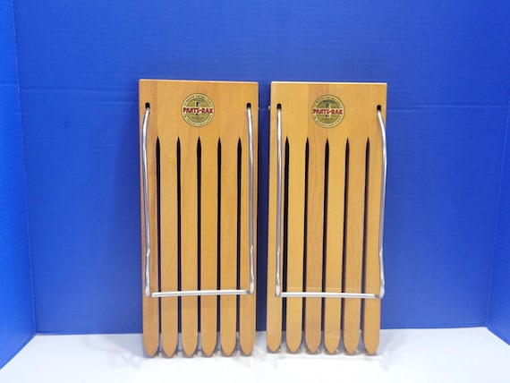 Pair Vintage Wood Pants Rak Clothes Hangers