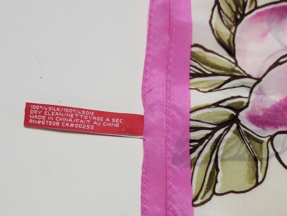 Vintage Anne Klein Pink Silk Scarf Floral - image 5