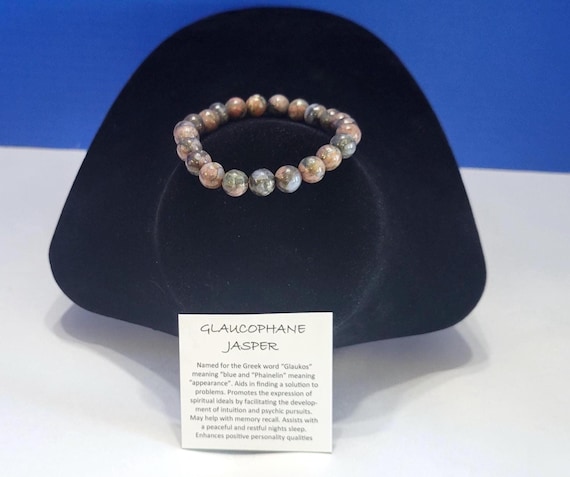 Vintage Natural Glaucophane Jasper Beaded Bracelet for Intuition