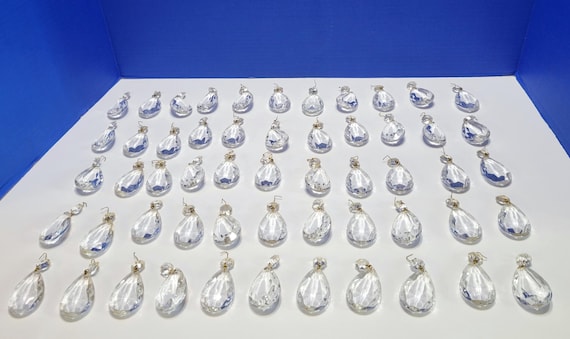 Vintage Teardrop Acrylic Chandelier Crystals Large Lot of 55
