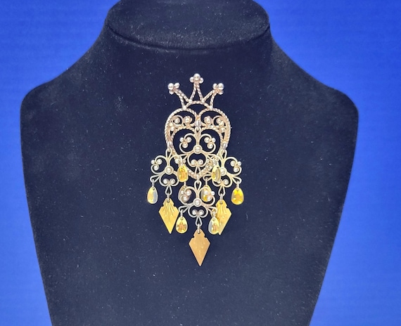 Vintage 830s Traditional Norwegian Solje Brooch with Crown