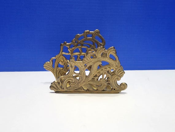 Vintage Brass Napkin Holder Letter Holder