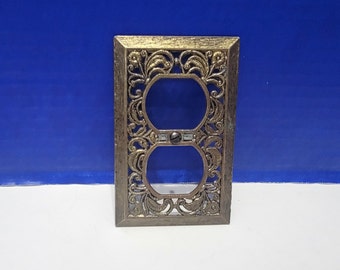 Vintage Metal Switch Plate Cover for Outlets Floral Filigree