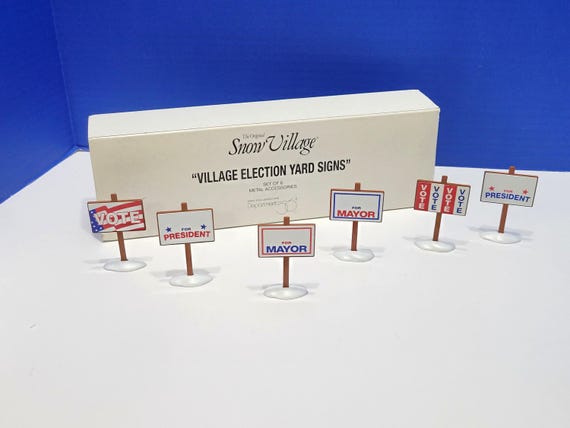 Vintage Department 56 Snow Village Election Yard Signs in Box