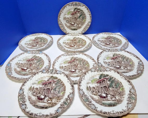 9 Vintage Heritage Hall French Provincial Salad Plates English Ironstone