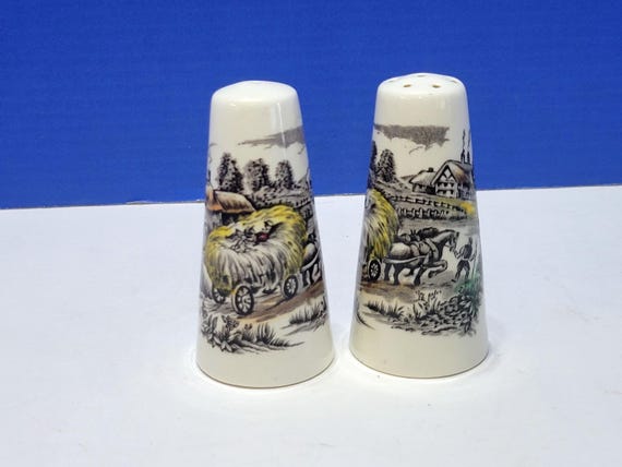 Vintage Yorkshire Staffordshire Salt and Pepper Shakers Set English Ironstone