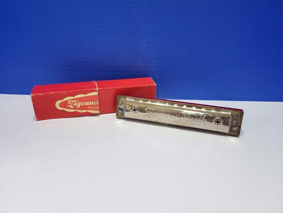 Antique Zigeuner Musik German Harmonica in Original Box Key of C