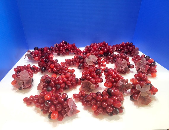 Bunches Vintage Red Grape Clusters Large Lot