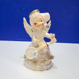 Vintage Patriotic July Birthday Angel Figurine