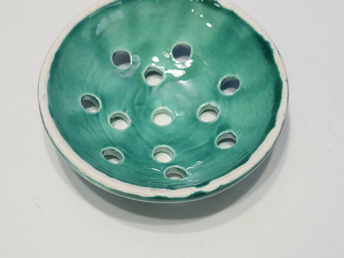 Vintage Turquoise Ceramic Flower Frog in Original Box Etsy