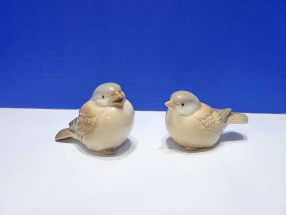 Pair Vintage Homco Small Ceramic Brown Bird Figurines