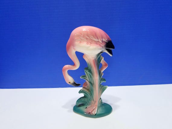 Vintage California Pottery Tall Flamingo Bending Down Figurine