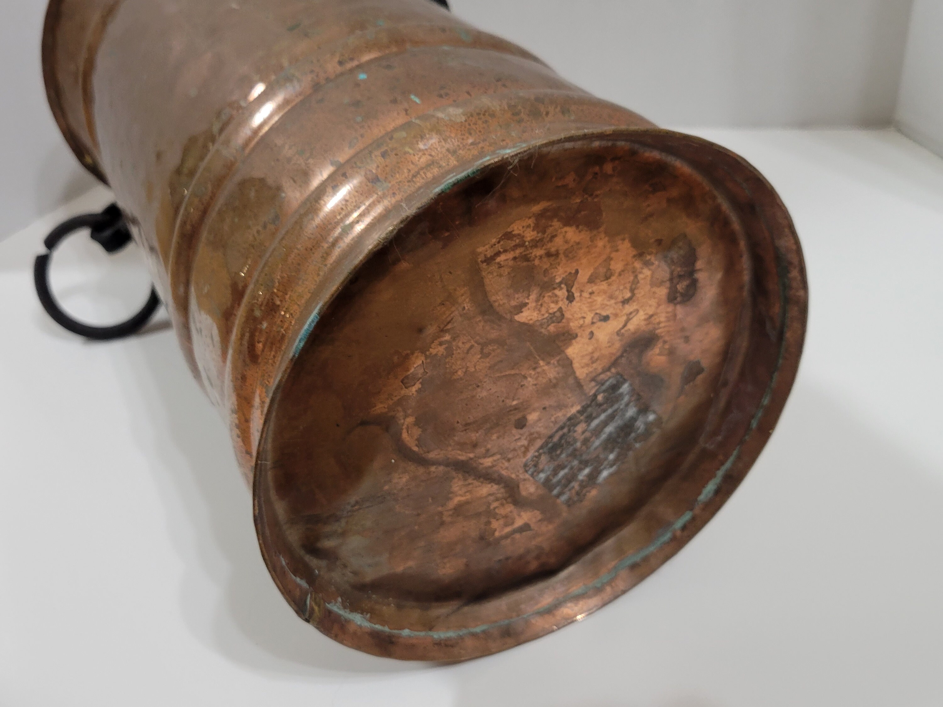 Vintage Copper Umbrella Stand with Iron Handles