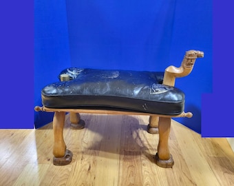 Vintage Wood Camel Saddle Stool Ottomon