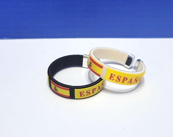 Vintage Espana Spain Flag Cuff Bracelets Pair