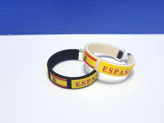 Vintage Espana Spain Flag Cuff Bracelets Pair