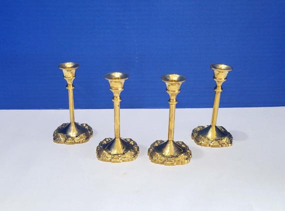 Vintage Liards Brass Ornate Taper Candlestick Holders Set of 4