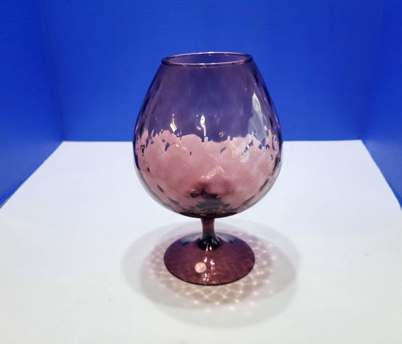 Vintage Purple Amethyst Empoli Glass Brandy Sniffer Vase Made in Italy