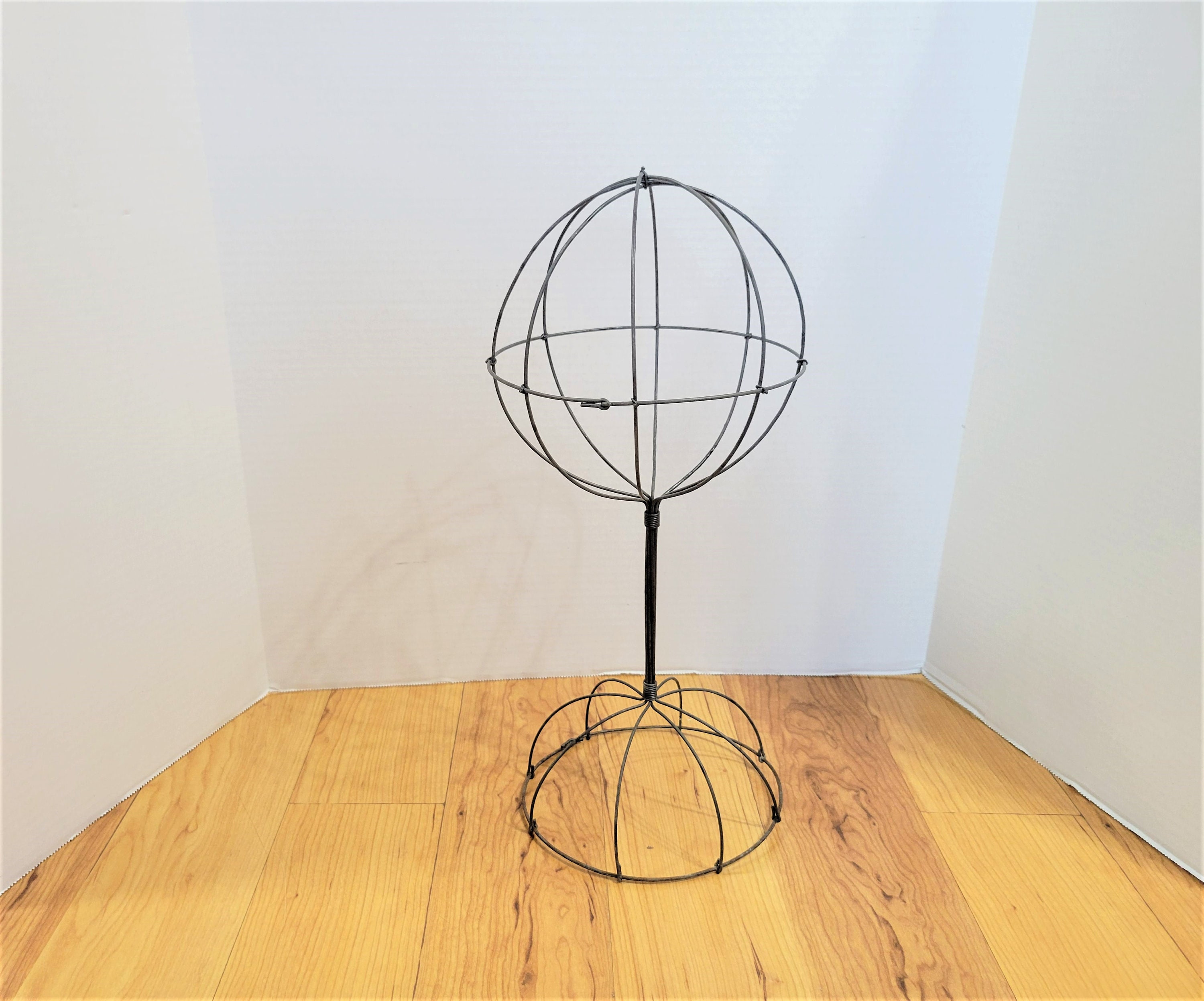 Vintage Black Wire Hat Stand Round Hat Form