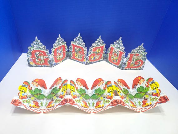 Vintage God Juhl Norwegian Merry Christmas Elf Paper Garlands