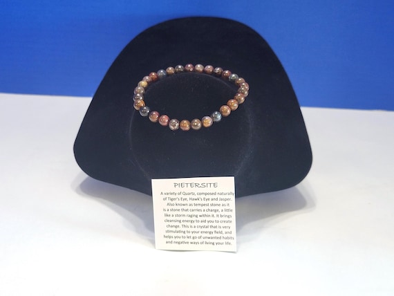 Vintage Natural Pietersite Tempest Beaded Bracelet for Spiritual Cleansing