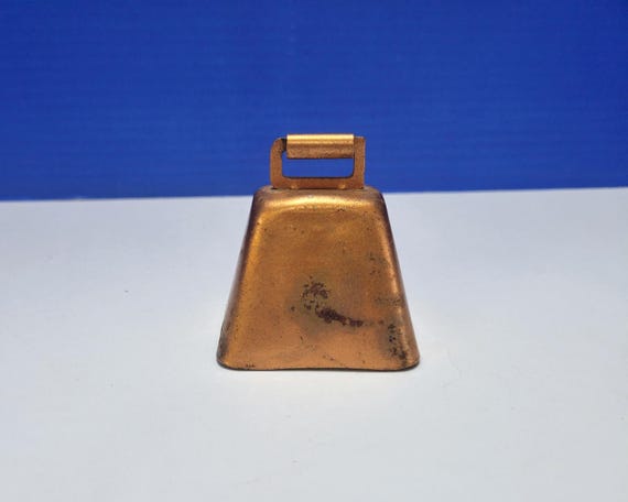 Vintage Small Copper Colored Metal Cow Bell 2 5/8"