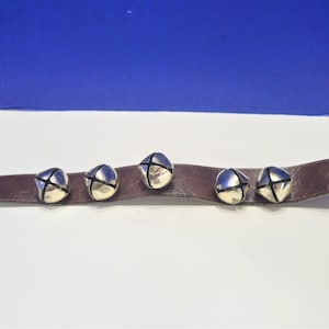 Vintage Jingle Bells on Leather Strap Door Hanger Rustic Christmas Decor