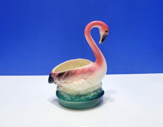 Vintage California Pottery Flamingo Pedestal Planter