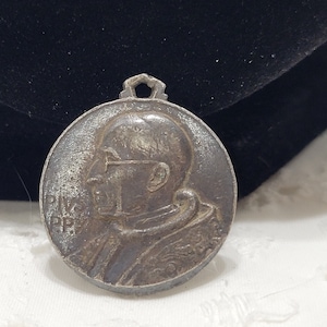 Vintage Pope Saint Pius X Silver Tone Metal Pendant