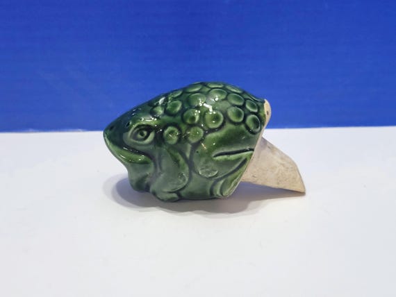 Vintage Green Frog Ceramic Plant Watering Spike