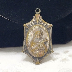 Vintage Saint Teresa Religious Medal Pendant