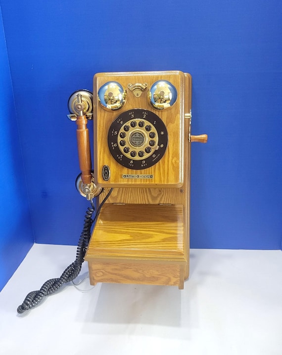 Vintage Thomas Crosley Museum Series Wood Antique Wall Telephone