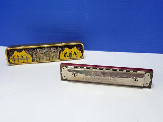 Vintage Opera German Harmonica WW2 Era Key of C in Case