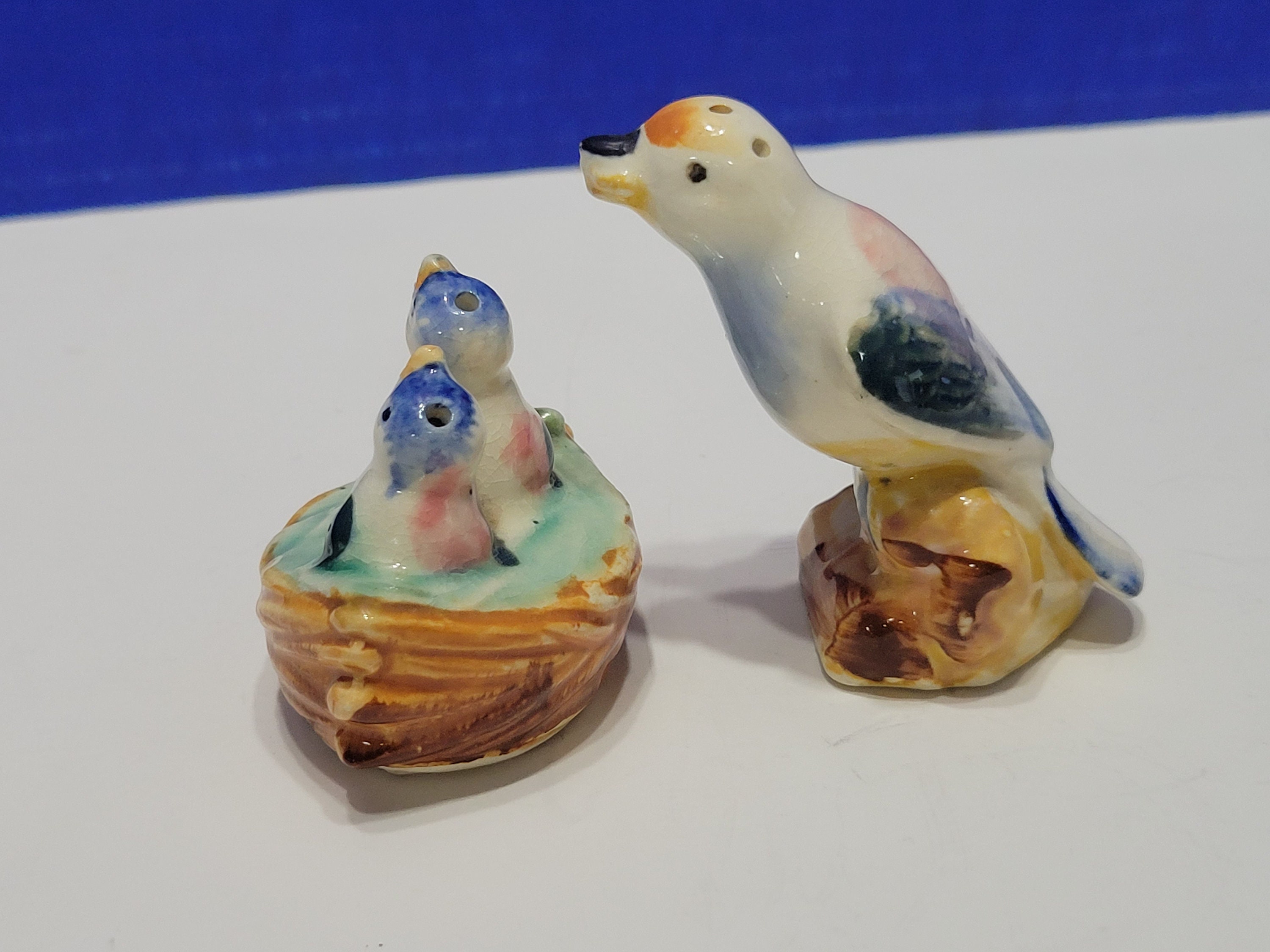 Vintage Baby Birds in Nest Salt and Pepper Shaker Set