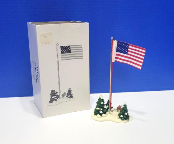 Vintage Department 56 Flag Pole for Christmas Village