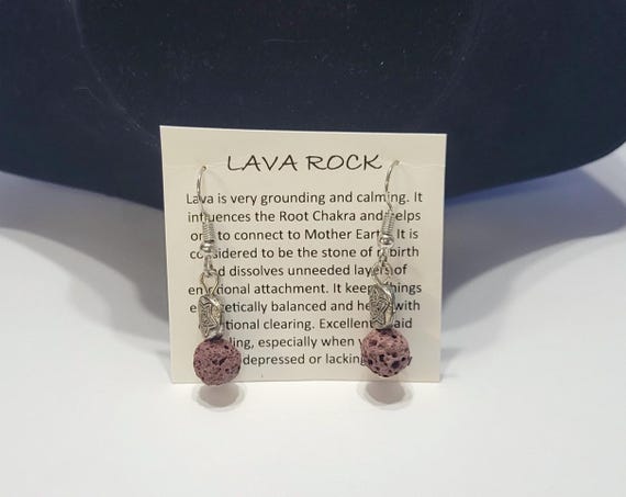 Vintage Lava Rock Drop Earrings with Stars
