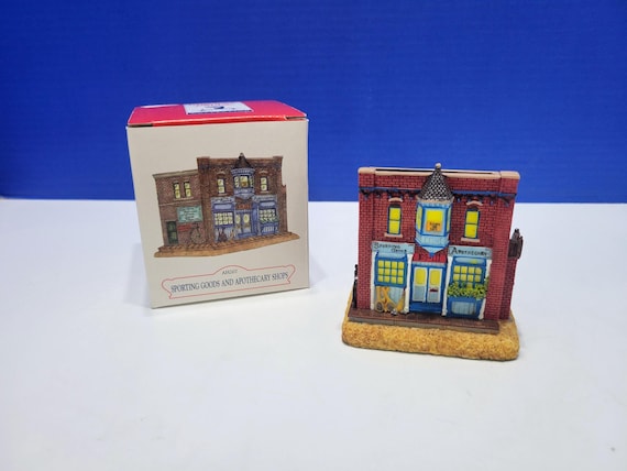 Vintage Liberty Falls Sporting Goods and Apothecary Shops Village Figure