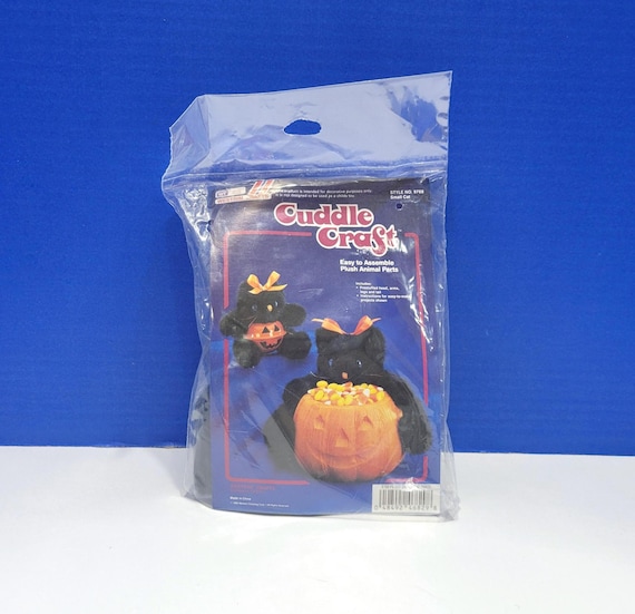 Vintage Cuddle Craft Halloween Black Cat Plushie