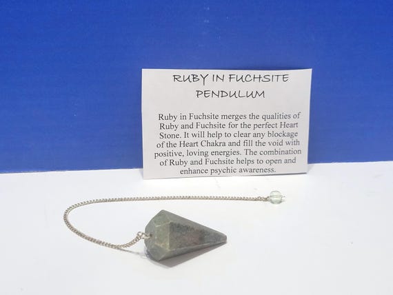Vintage Ruby in Fuchsite Heart Stone Pendulum for Dowsing