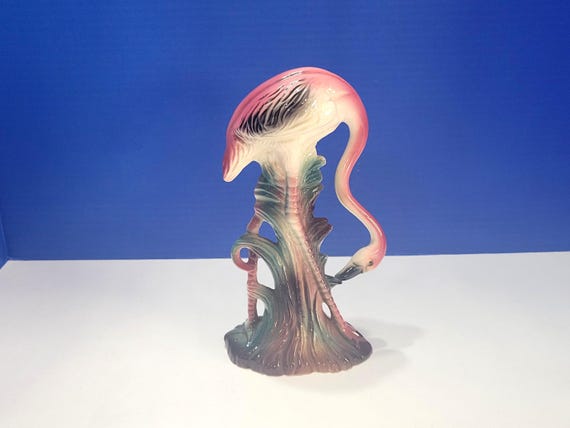 Vintage Flamingo Figurine Head Down Midcentury Decor