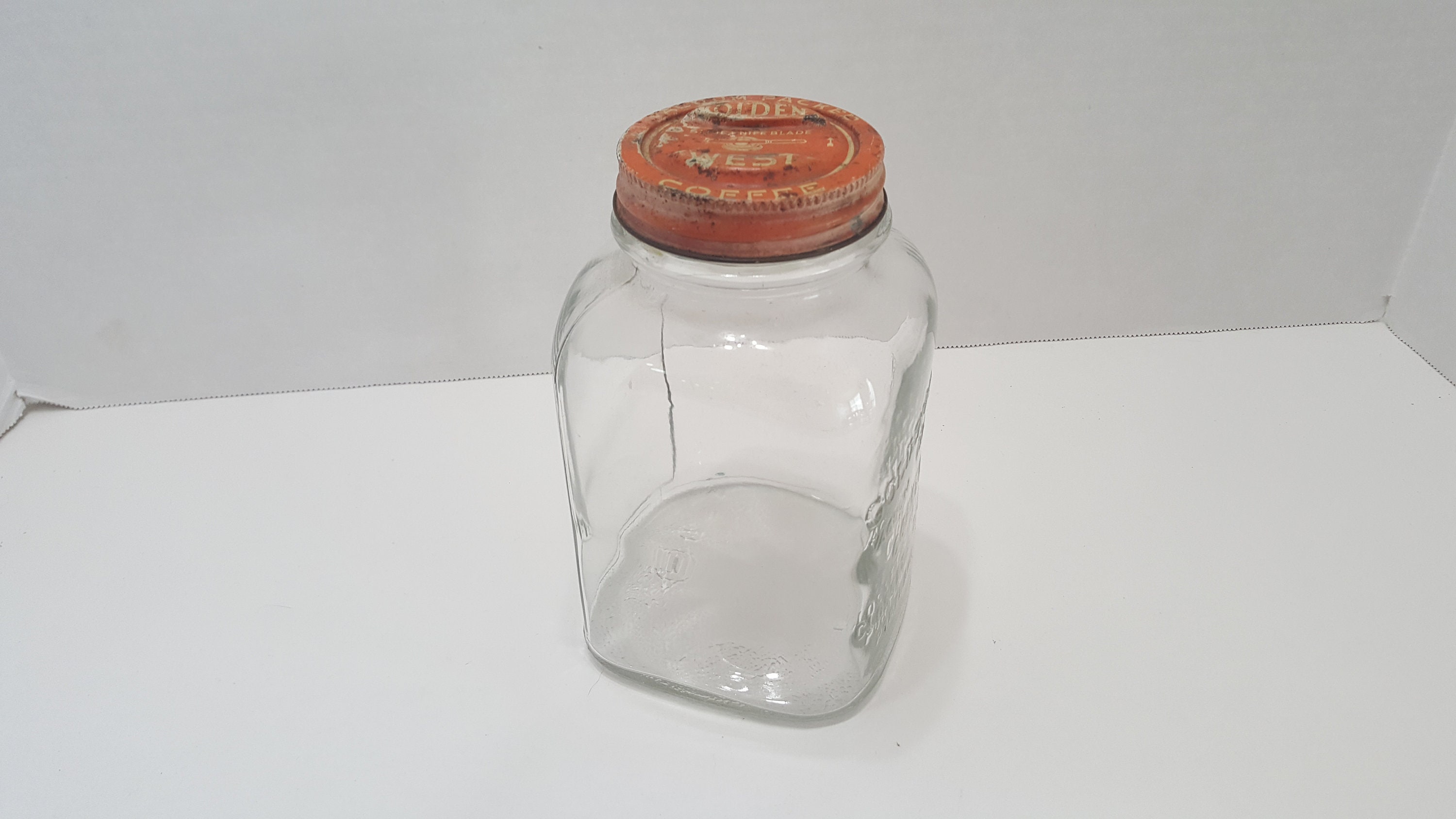 Vintage Golden West Vacuum Packed Coffee Jar with Orange Lid Etsy