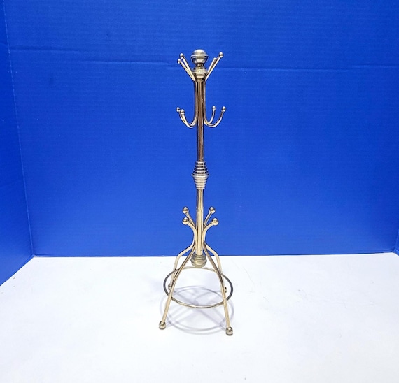 Vintage Brass Miniature Coat Tree Jewelry Holder Key Rack 12"