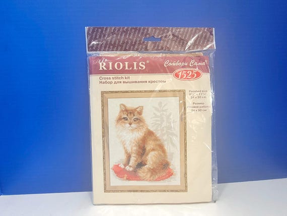 Vintage Riolis Orange Cat Cross Stitch Kit