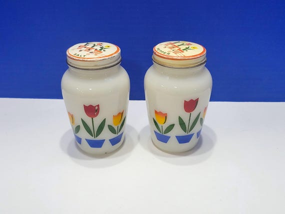 Vintage Fire King Tulip Salt and Pepper Shakers