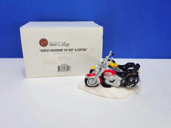 Vintage Department Snow Village 56 A Harley-Davidson Fat Boy and Softail