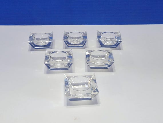 Vintage Oleg Cassini Faceted Crystal Salt Cellars Set of 6