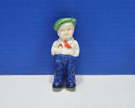 Vintage Bisque Frozen Charlotte Penny Doll Boy with Newsboy Cap Japan